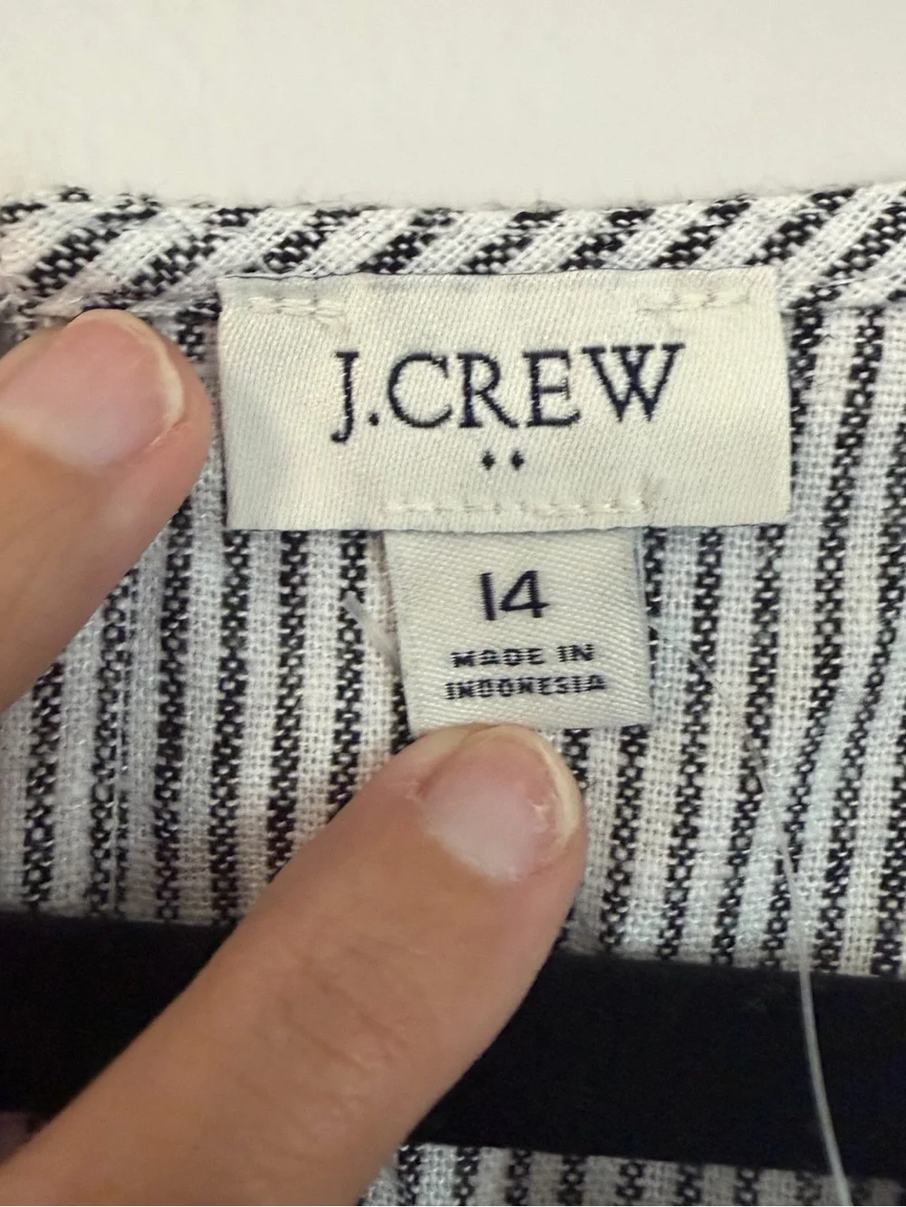 J. Crew Women’s Sleeveless Black & White Striped Linen/Cotton Dress Sz 14 NWT